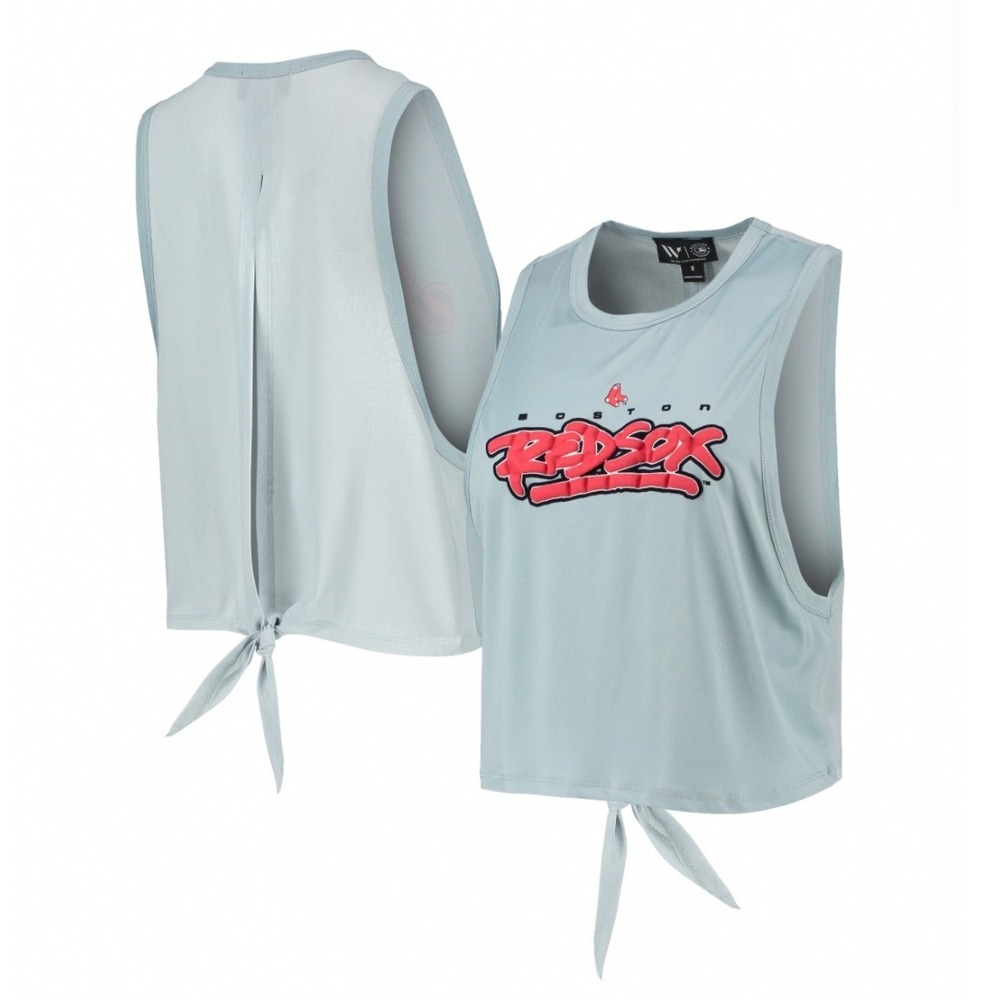 Boston Red Sox The Wild Collective Womens Open‎ Back Twist-Tie Tank Top Blue L